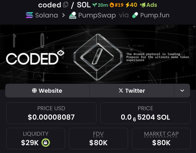 gridalpha0's tweet image. Called $CODED at $80k market cap in my Premium Group - members fully committed!

#CryptoCalls #PremiumSignals #AltcoinTrades #EarlyMovers #CryptoGains #AlphaEntries