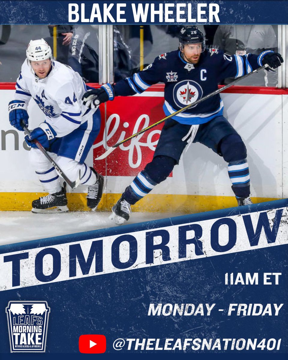 TheLeafsNation (@tlndc) on Twitter photo TOMORROW on Leafs Morning Take w/ <a href="/thegoldenmuzzy/">Nick Alberga</a> & <a href="/CarterHutton4/">Carter Hutton</a>
🚨 Blake Wheeler 🚨
Subscribe to TLN YouTube channel: bit.ly/TLN401 TOMORROW on Leafs Morning Take w/ <a href="/thegoldenmuzzy/">Nick Alberga</a> & <a href="/CarterHutton4/">Carter Hutton</a>
🚨 Blake Wheeler 🚨
Subscribe to TLN YouTube channel: bit.ly/TLN401