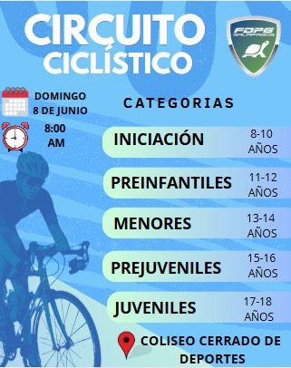 Fede_Galapagos's tweet photo. 🚴‍♂️ ¡Tope de Preparación en marcha!
Fede Galápagos invita a clubes, ligas y ciclistas independientes a participar en este evento de evaluación física y técnica.
📍 Alrededor del coliseo Santa Cruz
📝 Inscríbete aquí: https://t.co/02g7WCpC27

@DeporteEc @JPetersenR @YodirB https://t.co/I4eSO2oWgN