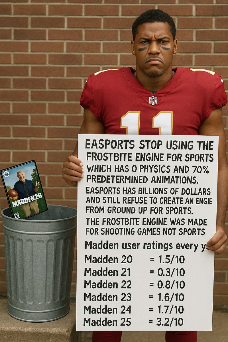 OriginalLBoogie's tweet photo. @EricRayweather @NFL @NFLPA @ReevesMaybin were not buying this game just look at the comments everywhere. This franchise misrepresents the shield and we all want other companies to make a real NFL simulation football game for us #bringbacknfl2k and all the other triple A studios we beg you guys. https://t.co/Z0LNkHtfav