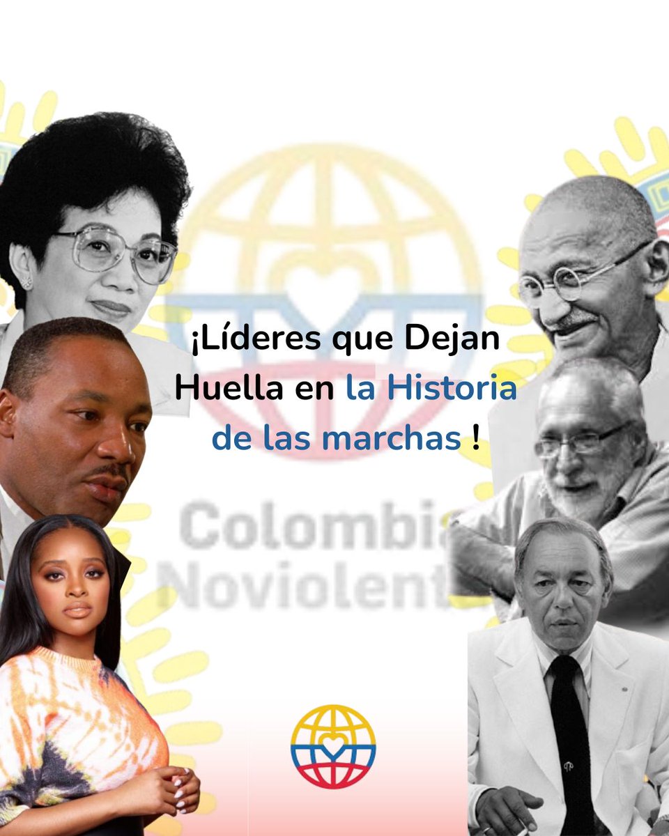 colnoviolenta's tweet image. 🕊️ Líderes que eligieron transformar, no dominar.
Frente a la injusticia, alzaron la voz sin violencia… y cambiaron el mundo.
Hoy los honramos.
#Noviolencia #PoderQueTransforma #ColombiaNoviolenta
📲 Síguenos y activa la paz.