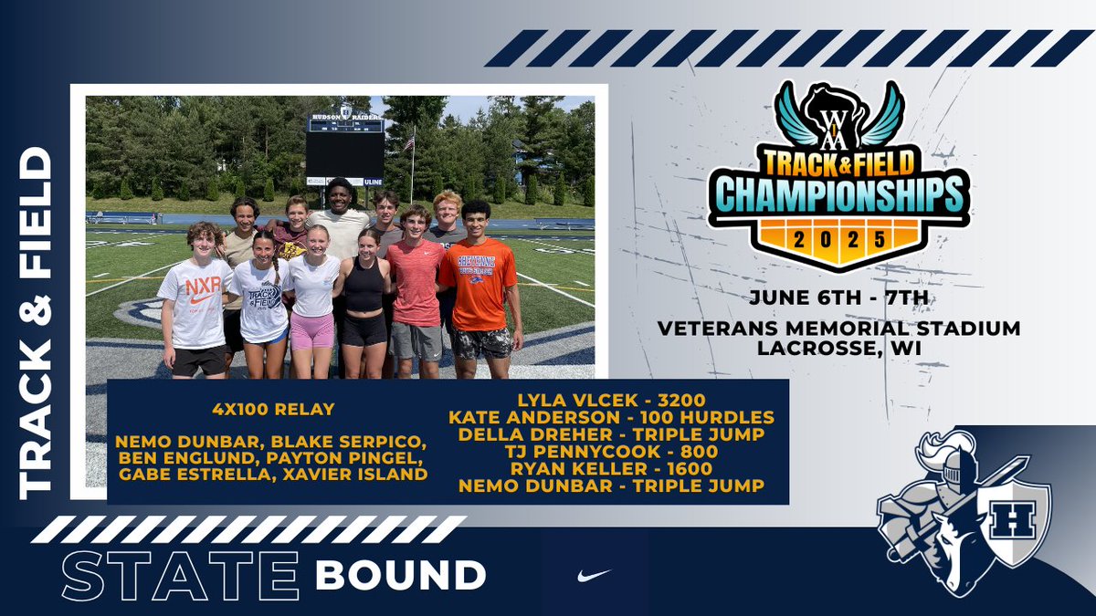 Hudson Activities (@hudhs_athletics) on Twitter photo Congratulations to our qualifying Boys and Girls Track and Field athletes who will be heading to compete in the <a href="/wiaawistate/">WIAA State Tournaments</a> Tournament in Lacrosse! Congratulations to our qualifying Boys and Girls Track and Field athletes who will be heading to compete in the <a href="/wiaawistate/">WIAA State Tournaments</a> Tournament in Lacrosse!