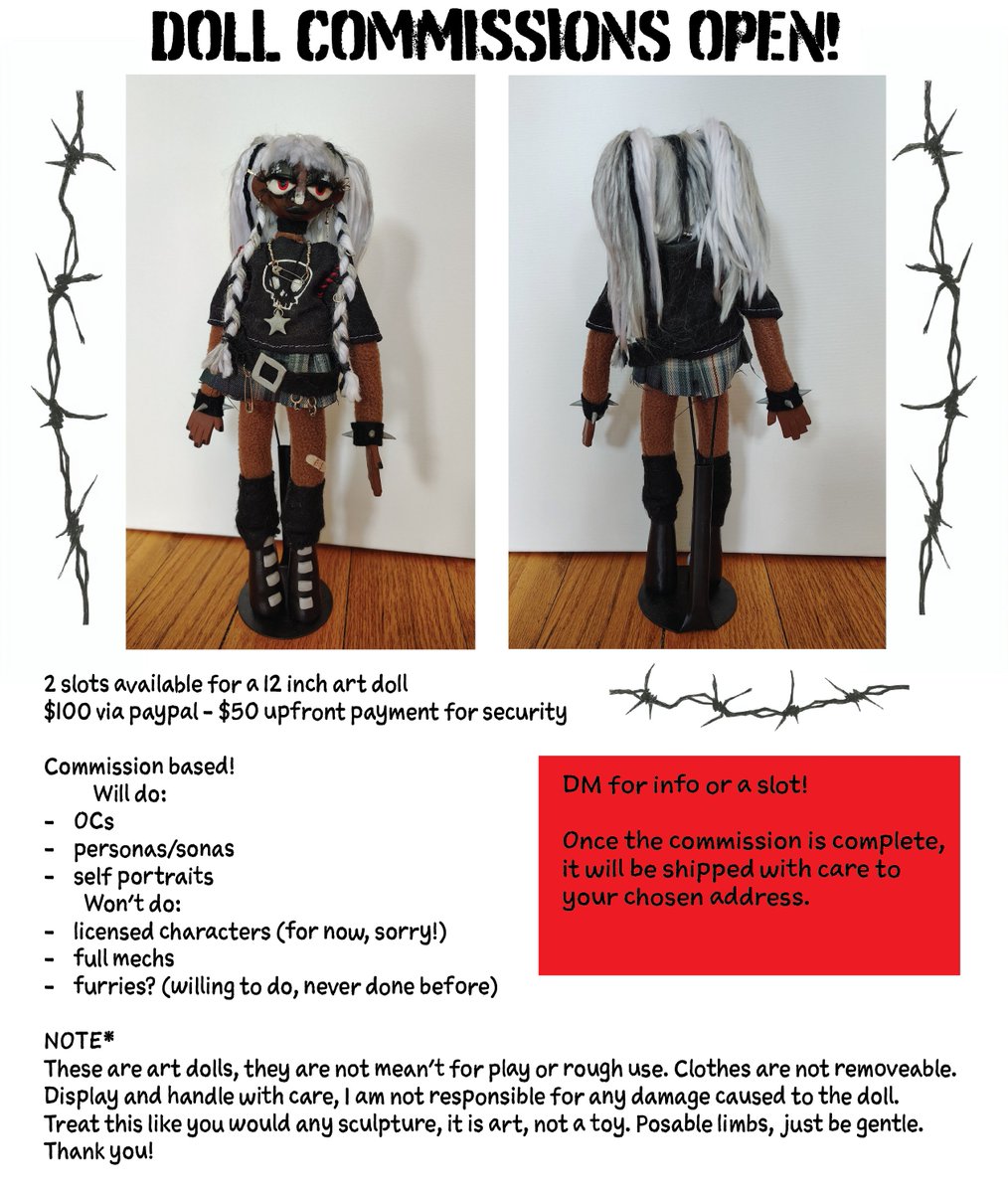 My doll c*mmissions are finally open! Dm for a slot or more info!!!!
#dolltwt #ooakdoll #artdoll #dollmaker #art #sculpture