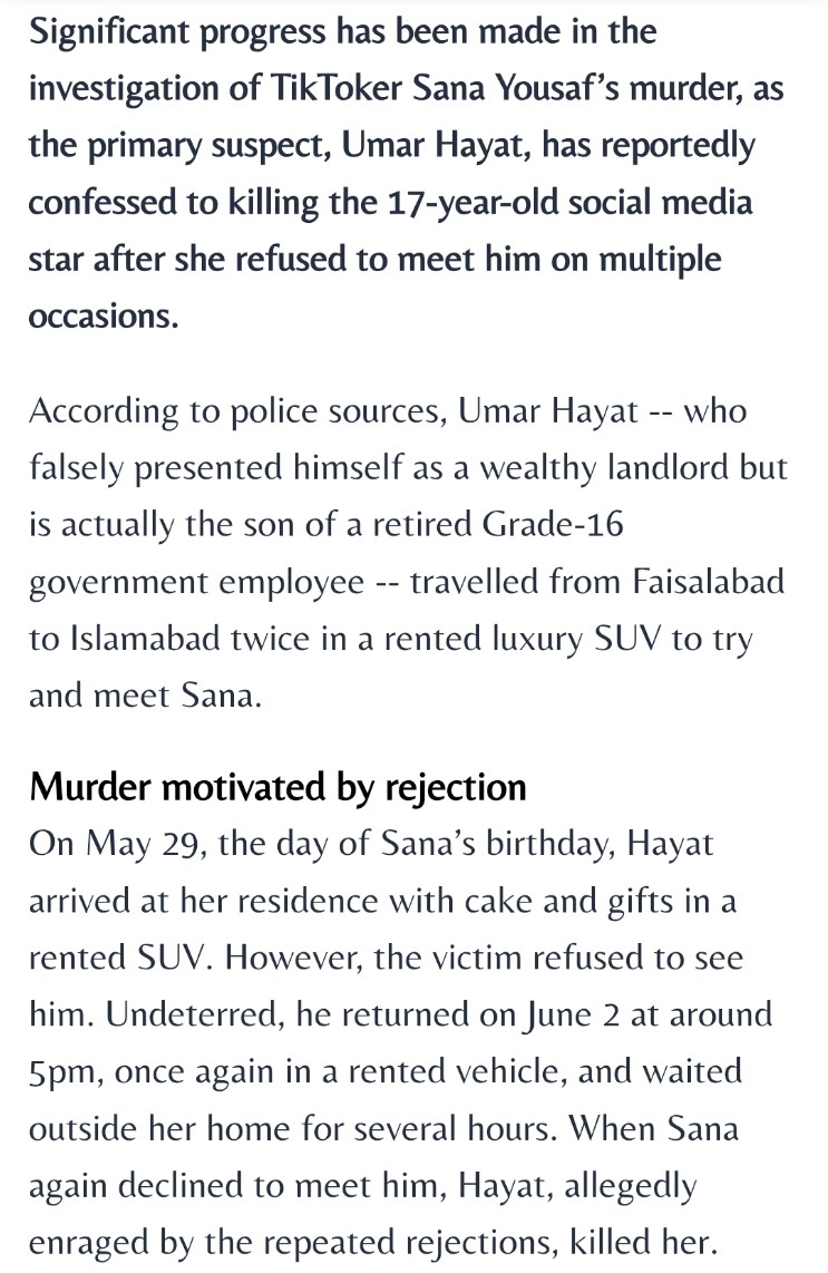 striverishere's tweet photo. He must be hanged. Let this be a nishaan-e-ibrat for anyone who believes their narcissistic ego gives them the right to take a life. Justice for Sana Yousaf isn't just for her—it's for every woman who dares to say no.

#JusticeForSanaYousaf #EndFemicide https://t.co/2QVWY5b49e