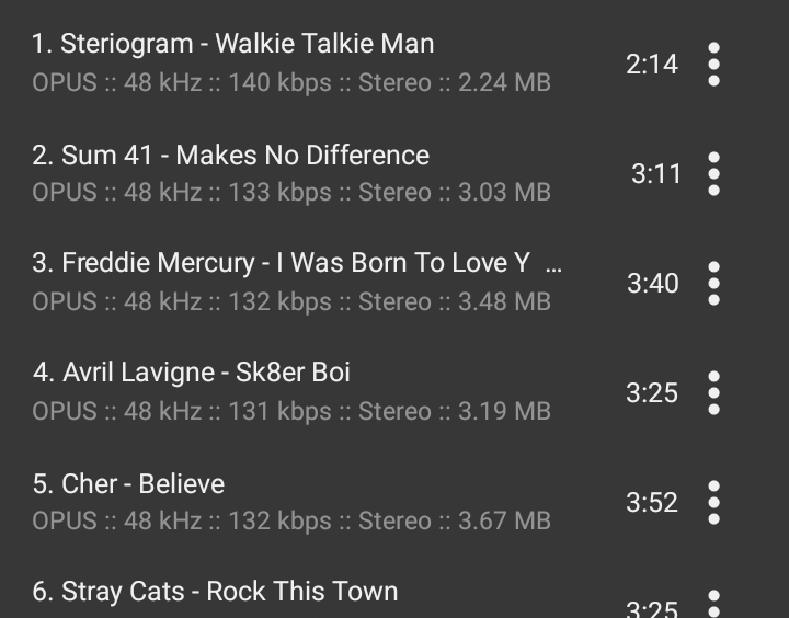 What songs are on Kaorin's playlist?