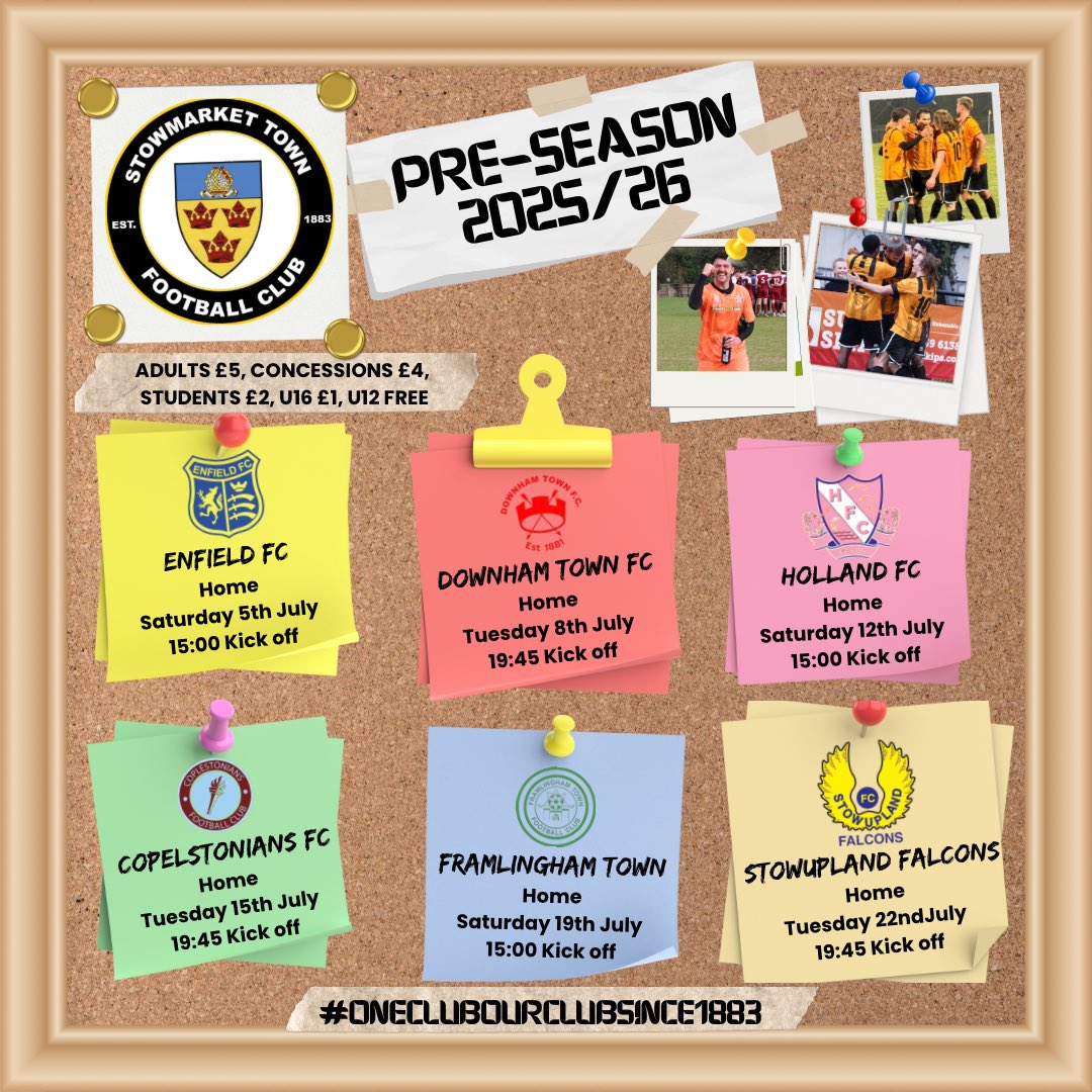 Our Pre-Season fixtures ahead of the 2025/26 Season. 📌🗒️🎞️📆
#OneClubOurClubSince1883