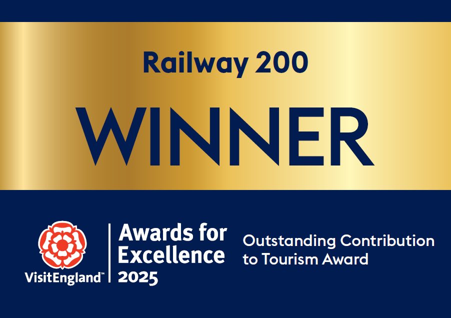 VisitEnglandBiz's tweet photo. And this year we recognise the enormous contribution of railways in the development of tourism in this year’s #OutstandingContributionToTourism, presented to @Railway200 by @PatriciaYatesVB and @BackBorwick #VEAwards2025! https://t.co/v8sORLufLj