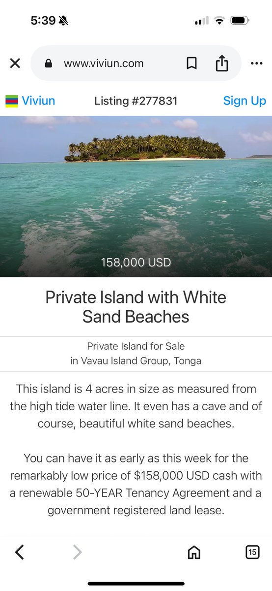 While this sounds insane, an actual 4 acre island is currently on sale for $158K.

That’s about 1.5 Bitcoin.

Not saying either is a good (or bad!) investment, but…

What are we doing in our schools to teach our students about financial literacy?

viviun.com/AD-277831/