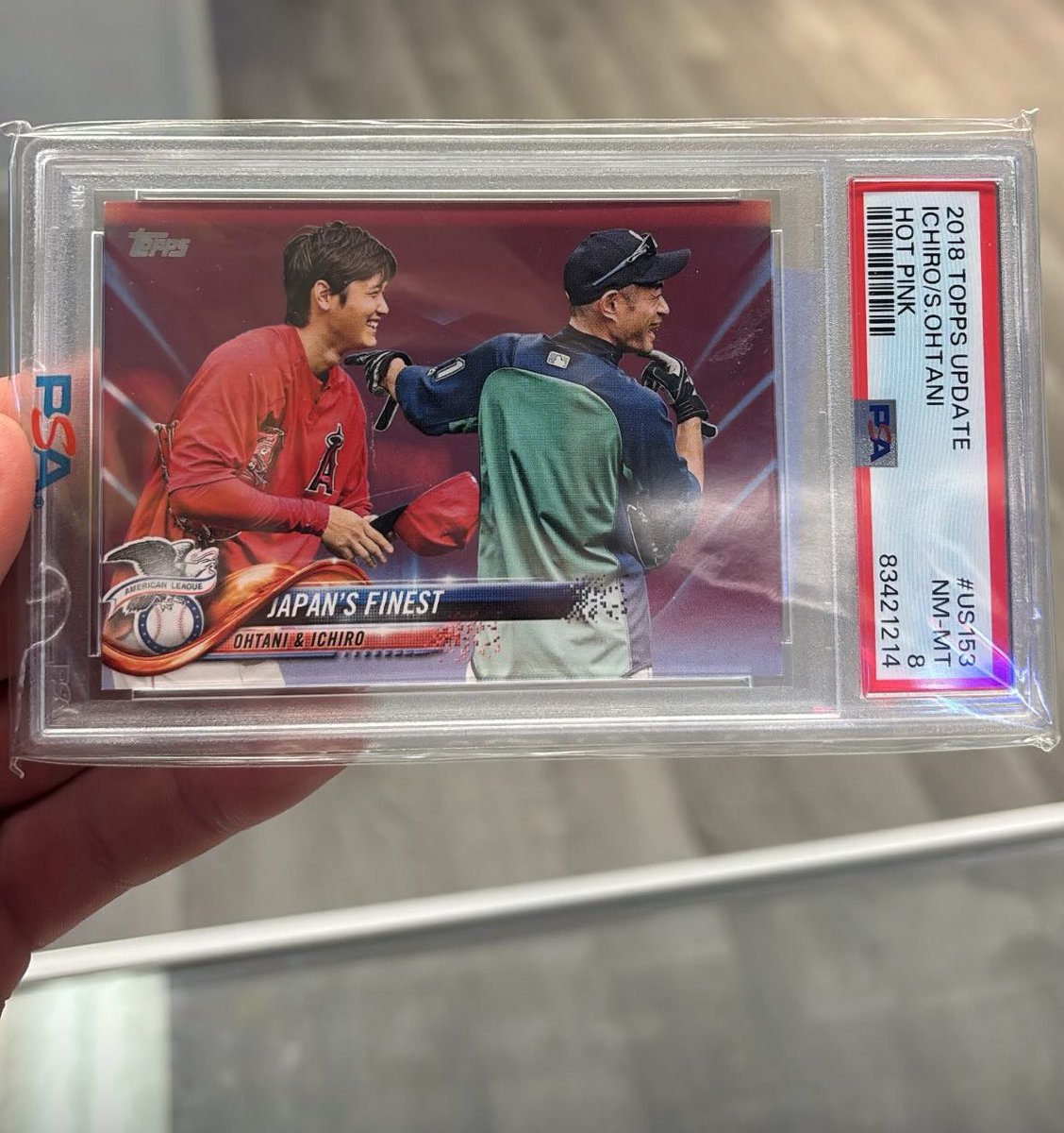 Super neat pickup! No comps in a year last sold for 540. Shohei Ohtani rookie with Ichiro /50 psa 8! What do we think this is worth in today’s market?<a href="/CardPurchaser/">Card Purchaser</a>