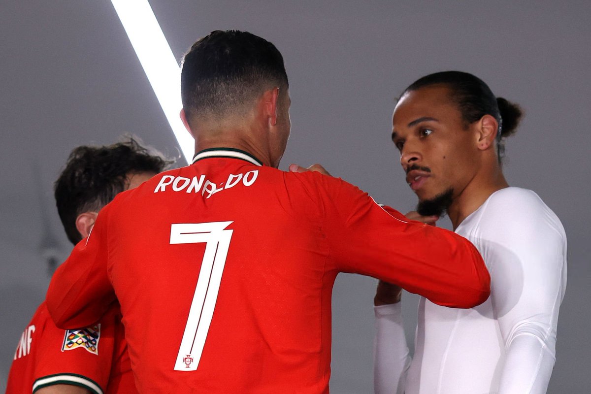 Leroy Sané with Ronaldo after the game.