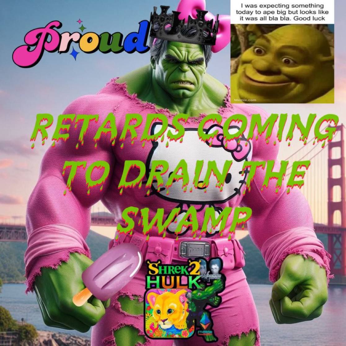<a href="/eth_exy/">Exy</a> And $ETH.
$ETH = Shrek2HulkSimbaAnusHannahMontaninu
Chart is up only.
CTO is possessed.
Big balls, Big conviction, Big anus.

CA: 0x666E3ED8a1995b2F1972b0187983E75b0c8978aB
TG: t.me/RetardedEthPor…
#rETHarded