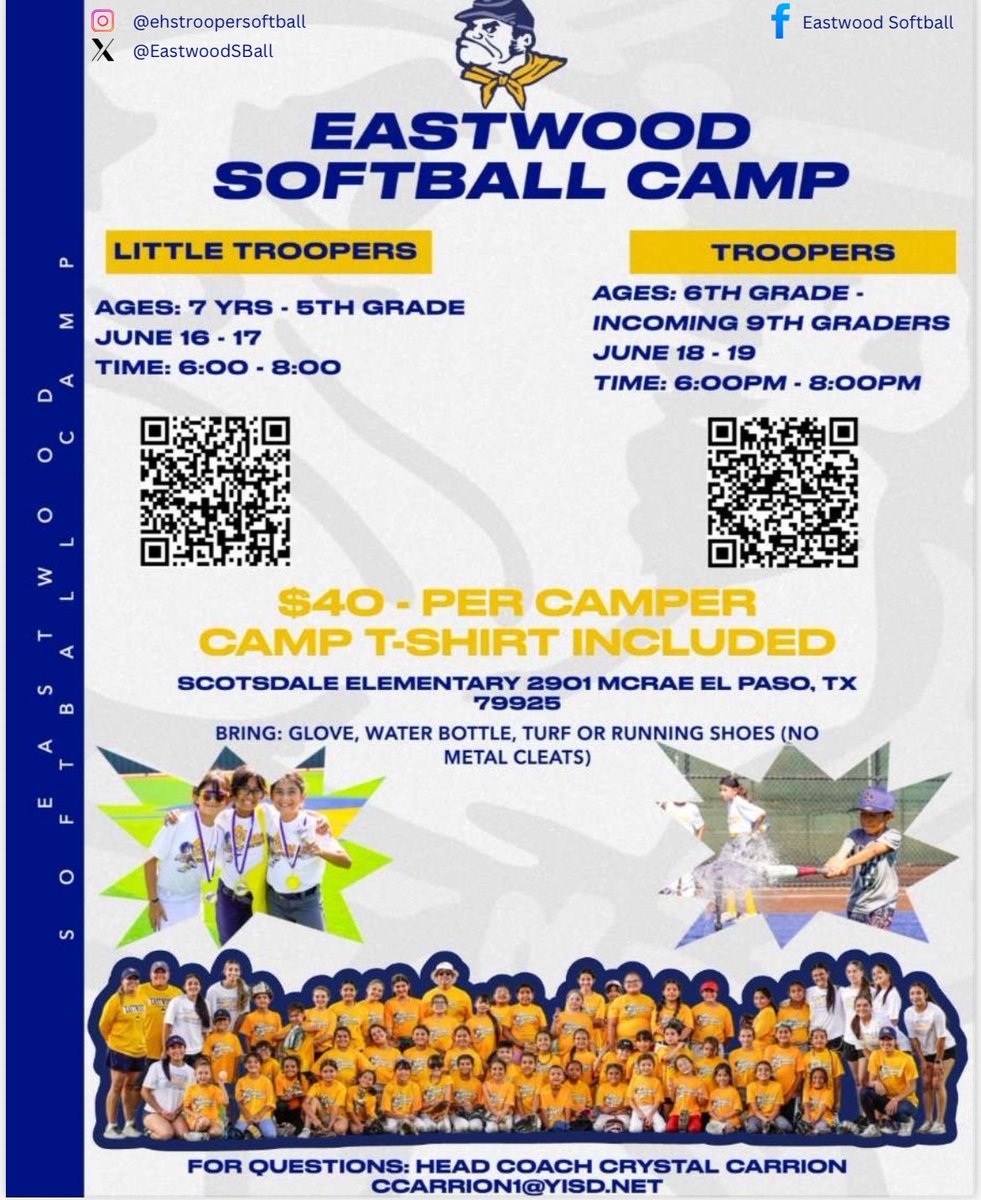 Join the Trooper Softball camp this summer and make those gains!