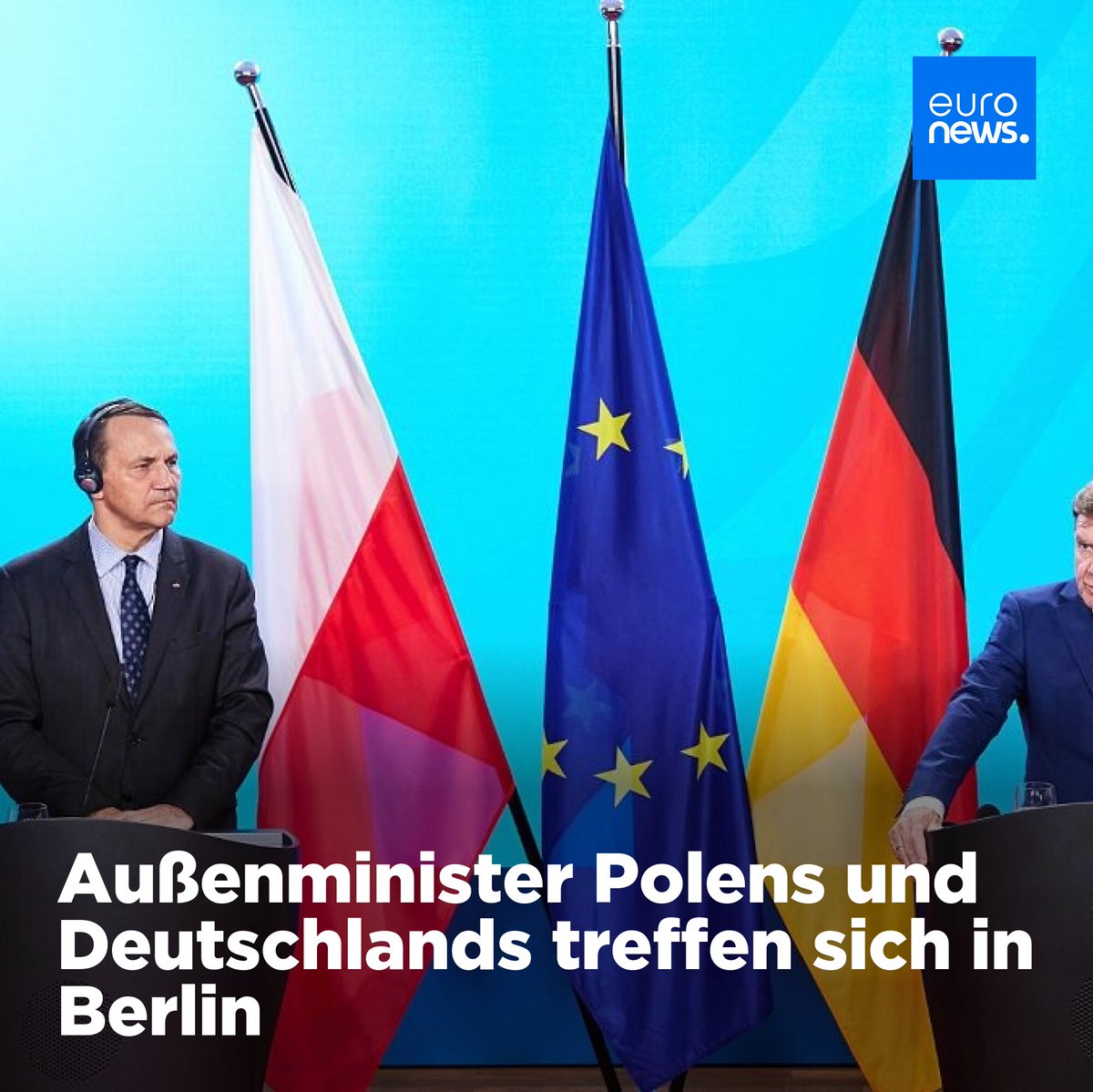 Der polnische Außenminister, Radosław Sikorski, war heute in Berlin und hat seinen deutschen Amtskollegen getroffen. Thema des Treffens waren mitunter Grenzkontrollen und ein Ausbau der europäischen Luftverteidigung.
➡️ l.euronews.com/SAQ 

#EuropeNews