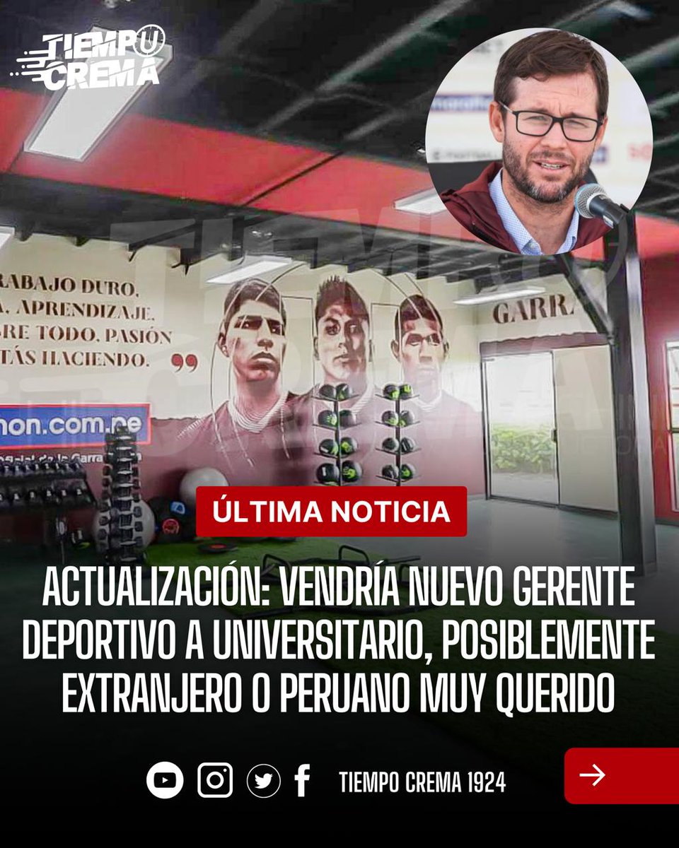 Actualizamos la noticia que dimos en nuestro último programa: después del torneo Apertura podría llegar un nuevo Director Deportivo a Universitario. Lo más probable es que sea un profesional con el mismo nivel de Manuel Barreto, capaz de potenciar todas las áreas deportivas del