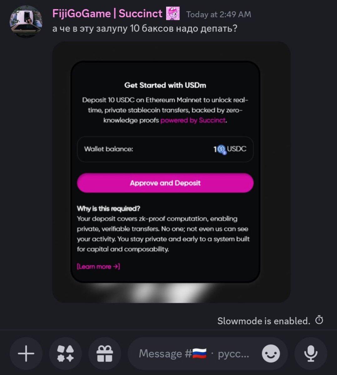 Actually here are those real users. He is writting : i need to deposit in this shit 10 usd? <a href="/SuccinctLabs/">Succinct</a> <a href="/pumatheuma/">Uma Roy</a> <a href="/MyntUSD/">Mynt (privacy szn)</a>