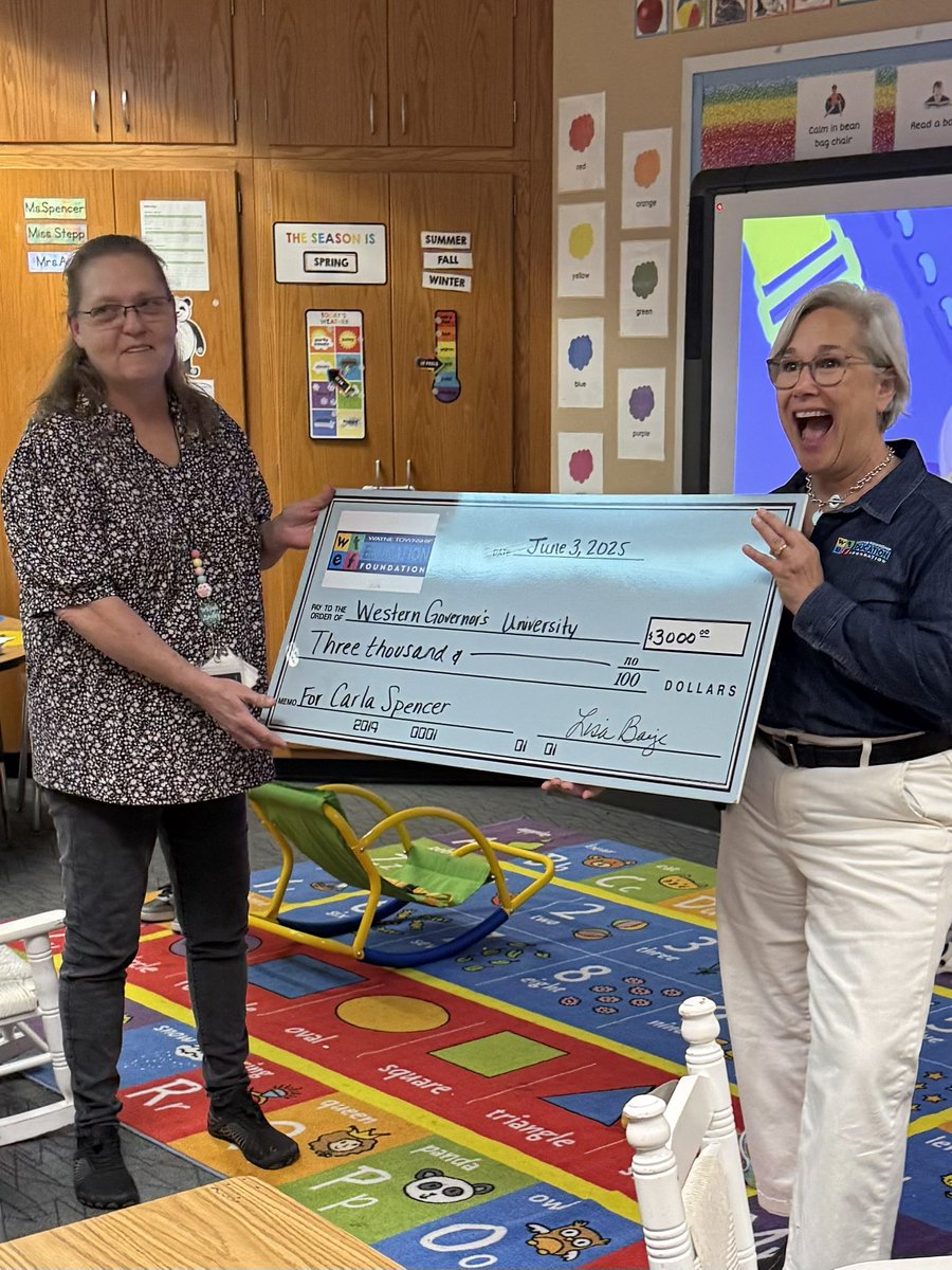 Lindsay Wey (@mrswey10) on Twitter photo Congrats to <a href="/CarlaSpenc3470/">Carla Spencer</a> on winning the “I Want to be a Teacher” scholarship from <a href="/WayneTwpEdFound/">Wayne Township Education Foundation</a> for $3,000! There isn’t anyone more deserving! <a href="/NorthWayneElem/">Karen Boatright</a> 👏🏼📚✏️ We are so proud of you! ❤️ #WeAreWayne Congrats to <a href="/CarlaSpenc3470/">Carla Spencer</a> on winning the “I Want to be a Teacher” scholarship from <a href="/WayneTwpEdFound/">Wayne Township Education Foundation</a> for $3,000! There isn’t anyone more deserving! <a href="/NorthWayneElem/">Karen Boatright</a> 👏🏼📚✏️ We are so proud of you! ❤️ #WeAreWayne