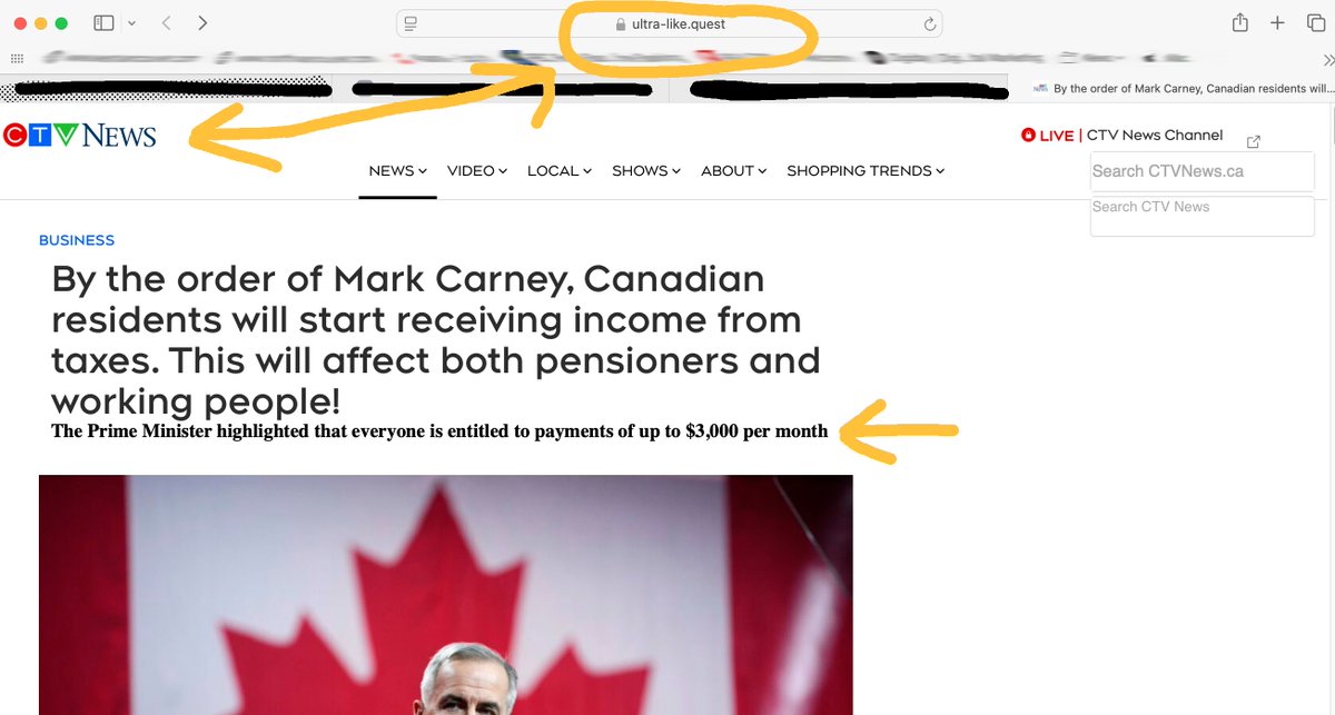 So many scams targeting seniors - this looks like it is <a href="/CTVNews/">CTV News</a> and asks people to sign up for money. It sure looks real. Why can't they curb this? Another reminder to protect both our kids and our seniors. <a href="/CKNW/">CKNW</a> <a href="/CTVVancouver/">CTV News Vancouver</a> #CarneyForCanada