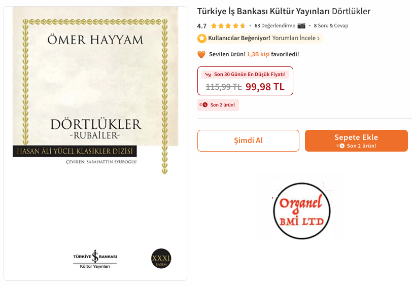 İkinci İndirim.
Sadece 2 Ürün İçin.