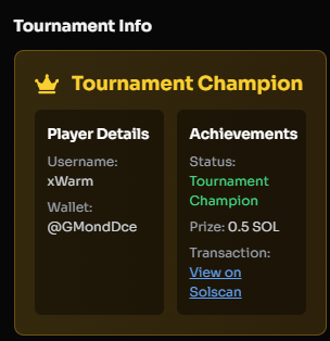 Congrats to Strafikk (1st) and Lomtiqq (2nd) for taking the top spots in the Fortnite Zone Wars tournament.
Rewards have been paid out  and the Solscan link is now live on the tournament page. 🧾💸 vaulted.fun/tournaments/cm…
