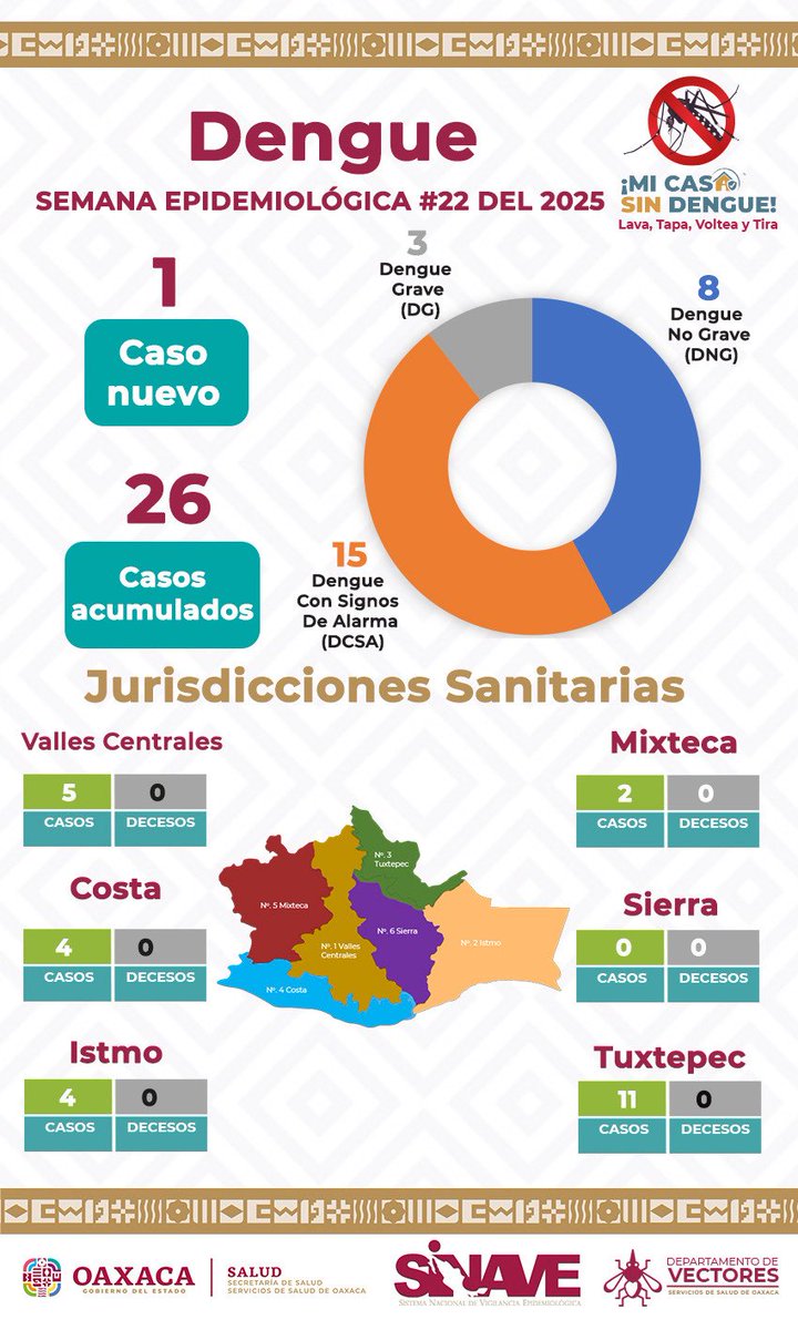Exhorta SSO a la población a redoblar medidas preventivas contra el dengue

•Existen 26 casos confirmados en la entidad sin registro de defunciones

👉🏻 goo.su/zguT9h