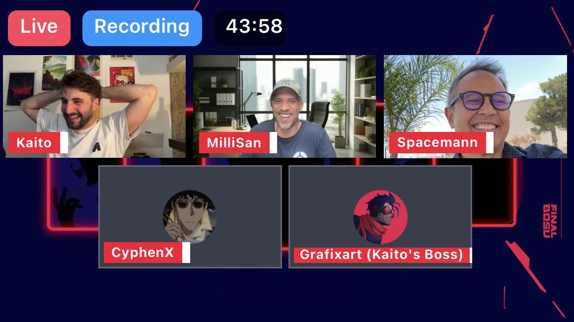 Where were YOU for Kaito’s very first stream on <a href="/AbstractChain/">Abstract</a>?

I’ll say this: The <a href="/finalbosuX/">Finalbosu</a> fam is REAL 🔥❤️

Big love to
<a href="/kaito_ayo/">dan (phoenix arc)</a> 
<a href="/MilliOnAir/">Milli San</a> 
<a href="/cyphenxlol/">CyphenX</a> 
<a href="/GrafixartP/">@Grafixart_photo</a>