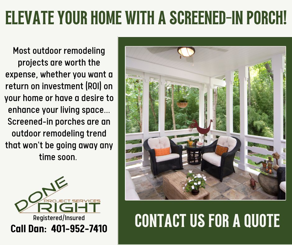 DoneRightPS's tweet photo. ⬆️ Elevate your home with a screened-in porch! 🏠
#screenedinporch #outdoorspace #outdoorliving #ROI #homeinspo #homeimprovement #handyman #homecontractor #homemaintenance #homeupdate #homerenovation #homereno #wecanhelp #DoneRightPS #AttleboroMA #theDSGal https://t.co/RJxzOMtv0H