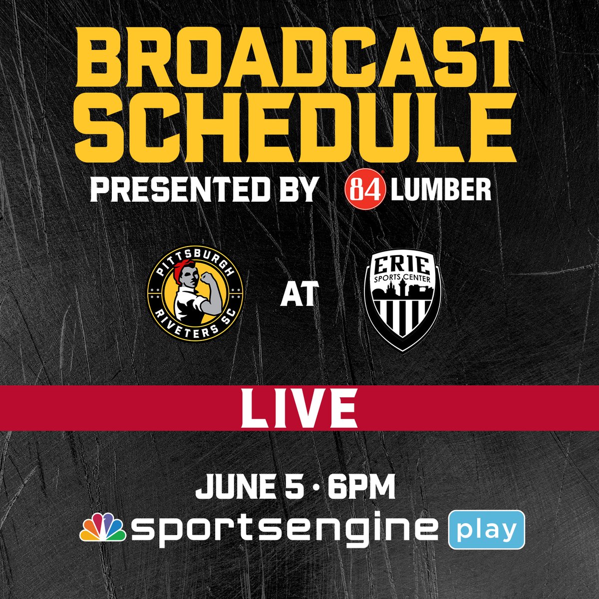 Pittsburgh Riveters SC (@riveterssc) on Twitter photo Here are your Thursday night plans! ๐ Stream tomorrow's game against Erie on SportsEngine Play! ๐ช
 
#RivetersRise Here are your Thursday night plans! ๐ Stream tomorrow's game against Erie on SportsEngine Play! ๐ช
 
#RivetersRise