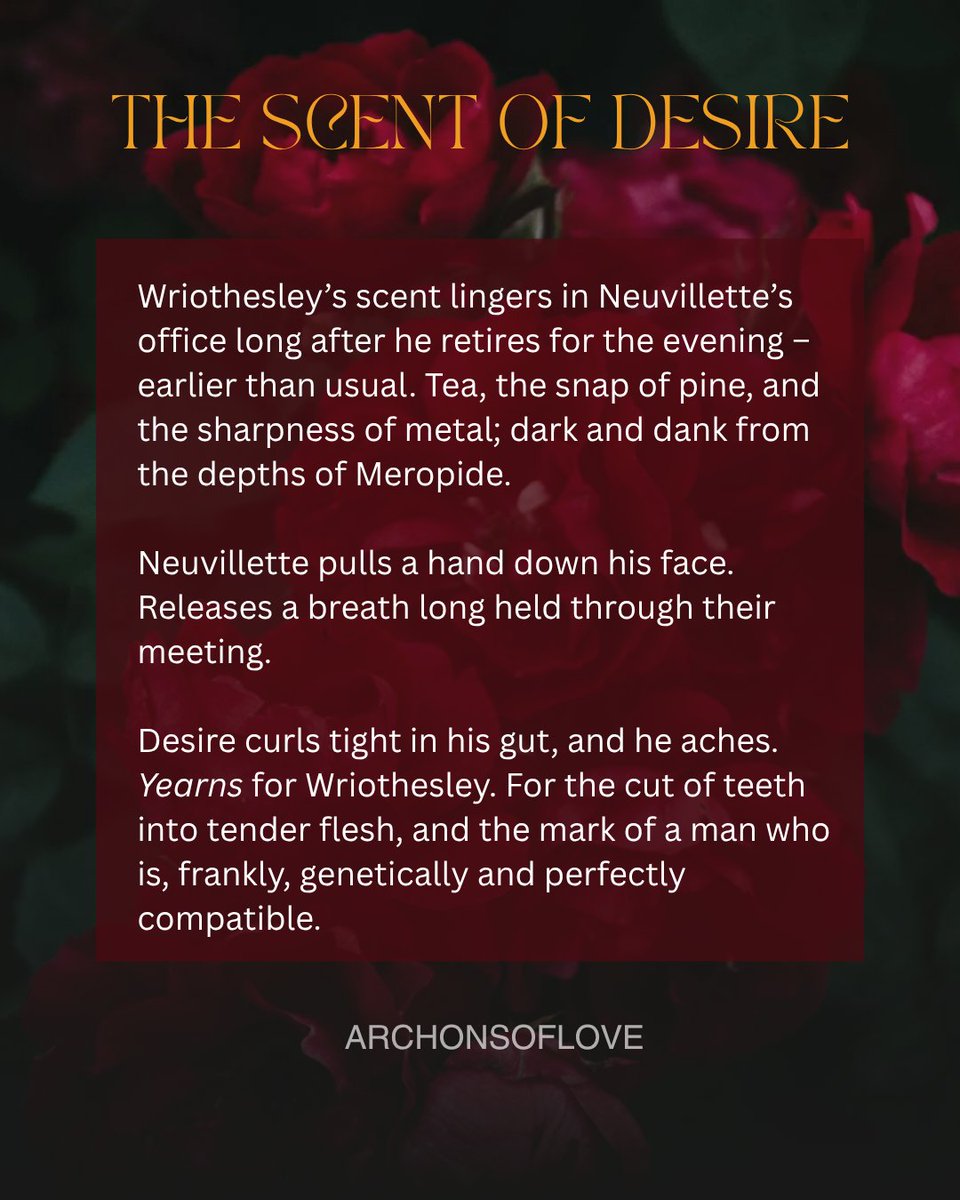 The Scent of Desire | #Neuvithesley 
- Alpha/Alpha

💌A birthday gift made with care for
<a href="/thetealord/">James 🏳️‍🌈🏳️‍⚧️</a> 

Neuvillette pines for Wriothesley, taking pleasure in his office long after their meeting is over, unaware that he is on the precipice of a rut

💌AO3: archiveofourown.org/works/66198328
