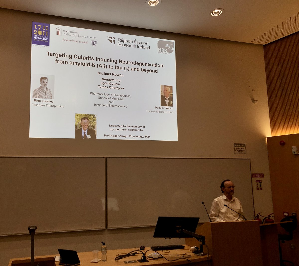abhii_mit's tweet image. Delighted to join Trinity College Dublin's @tcddublin Neuroscience Day (a special 25th anniversary symposium) - a great community & wonderful to see some old friends. Lovely career summary talk on A-beta & plasticity by Prof. Michael Rowan, & a sneak peek of 'The Book of Kells'.