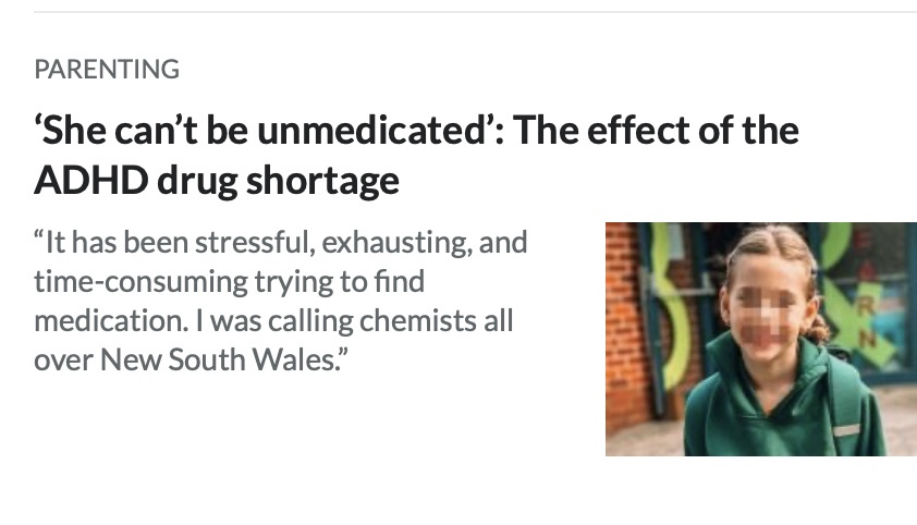 “She can’t be unmedicated”

Ruth’s daughter with ADHD hasn’t had her usual meds since February. I spoke to families navigating Australia’s ADHD drug shortage &amp; the toll it’s taking.

📖 Read my piece kidspot.com.au/parenting/she-…

<a href="/DrBradMcKay/">Dr Brad McKay</a> <a href="/KidspotSocial/">Kidspot</a> 

#ADHD #medicationshortage