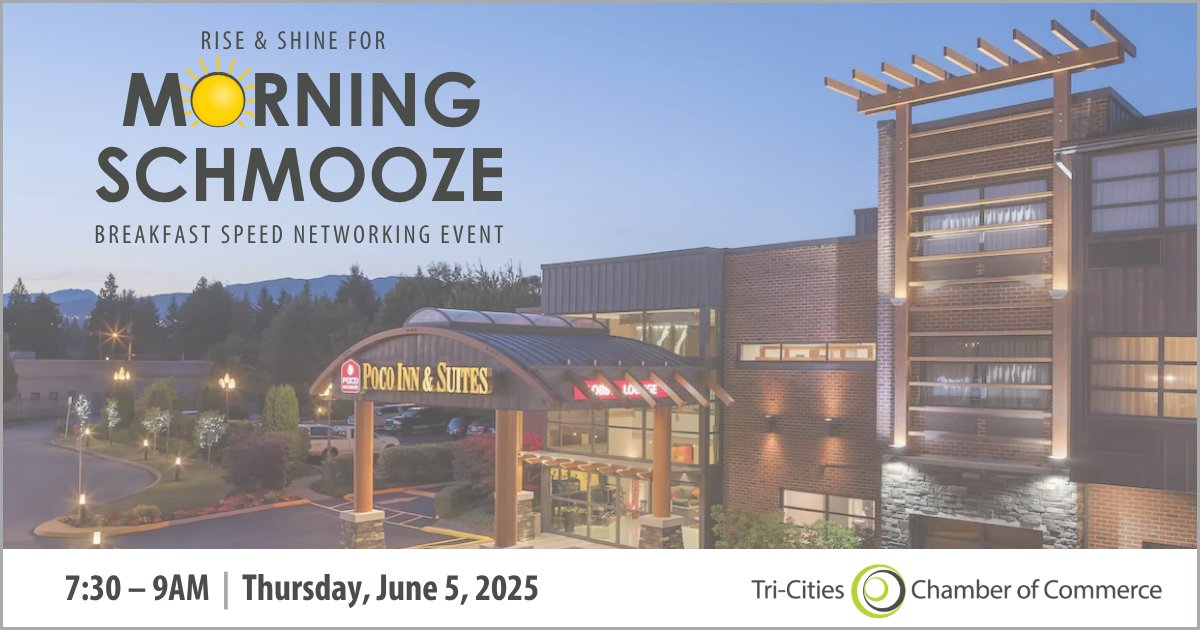 Wake up and get ready to mingle ☕✨ 

Join us tomorrow for a fast-paced speed-networking event at the PoCo Inn &amp; Suites. Enjoy a full breakfast buffet while you pitch, mingle, and maybe even meet your next client, collaborator, or business partner!

🎟️ bit.ly/3SB2iX6