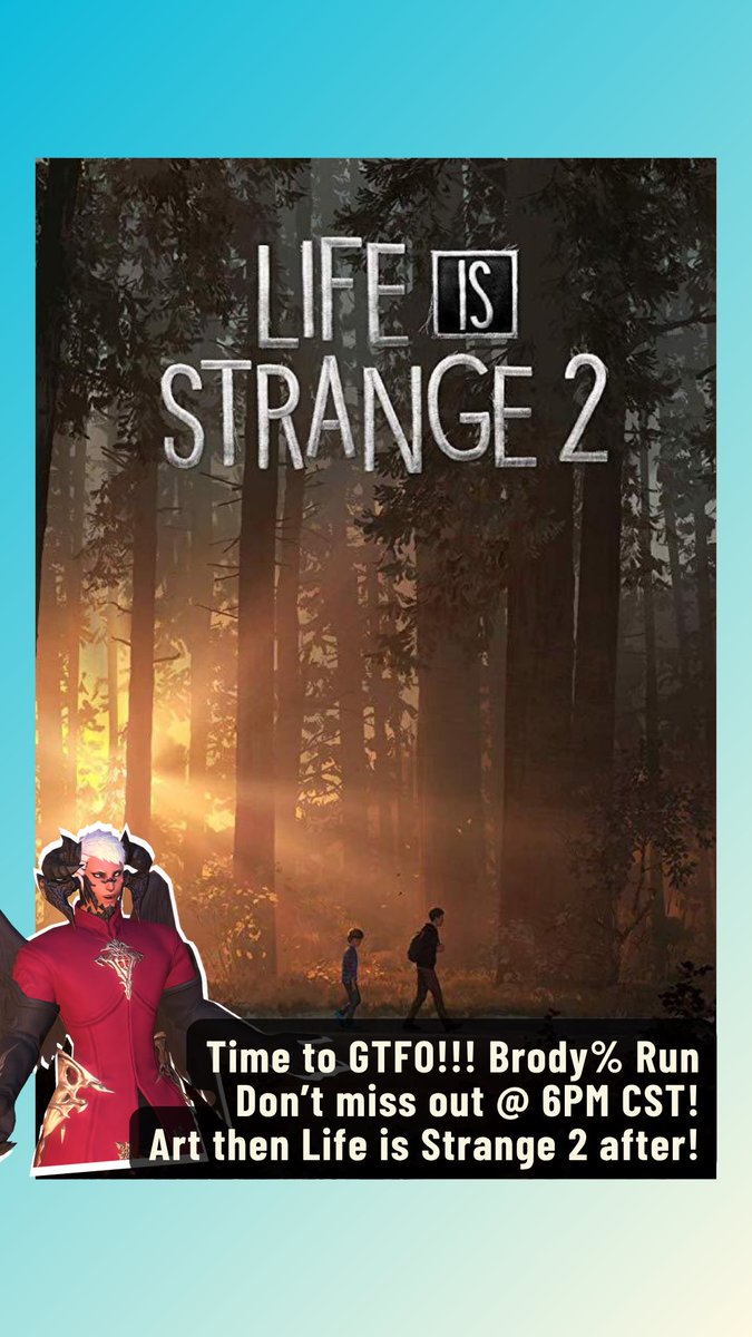 LuckiestEll's tweet photo. 🏃��‍♂️‍➡️ Time to GTFO!!! Brody% Run! Digital art live drawing then Life is Strange 2 on https://t.co/dWSrswEaF9 6PM CST! https://t.co/IuyOasO4CM