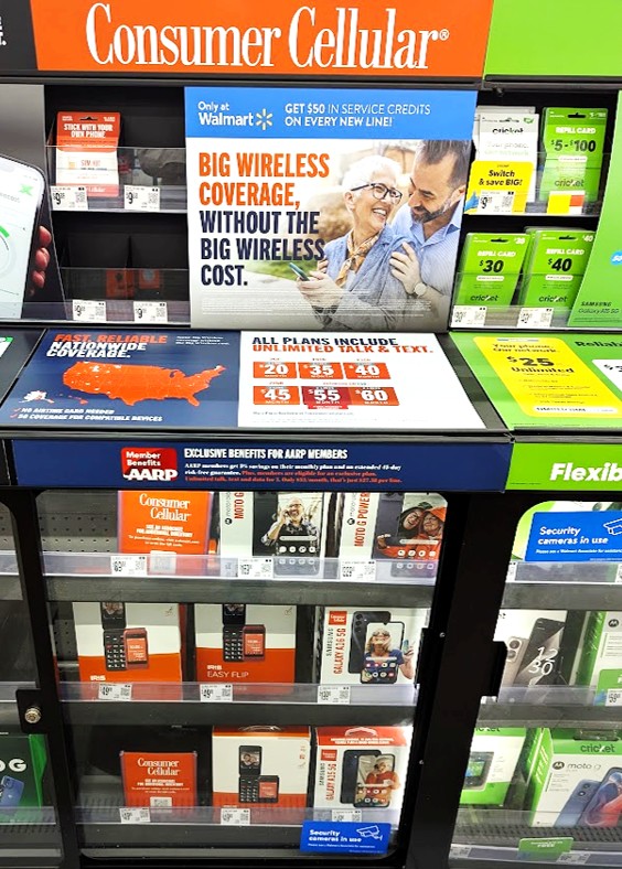 Jeff Moore (@wave7jeff) on Twitter photo Walmart had a reset of prepaid displays in May & Consumer Cellular phones have new packaging and there's a more prominent pitch for its offer of $50 in credits with new line. This pic was taken at a Kansas Walmart on 5/23, was in new Wave7 Research prepaid report. <a href="/Consumer_Cell/">Consumer Cellular</a> Walmart had a reset of prepaid displays in May & Consumer Cellular phones have new packaging and there's a more prominent pitch for its offer of $50 in credits with new line. This pic was taken at a Kansas Walmart on 5/23, was in new Wave7 Research prepaid report. <a href="/Consumer_Cell/">Consumer Cellular</a>