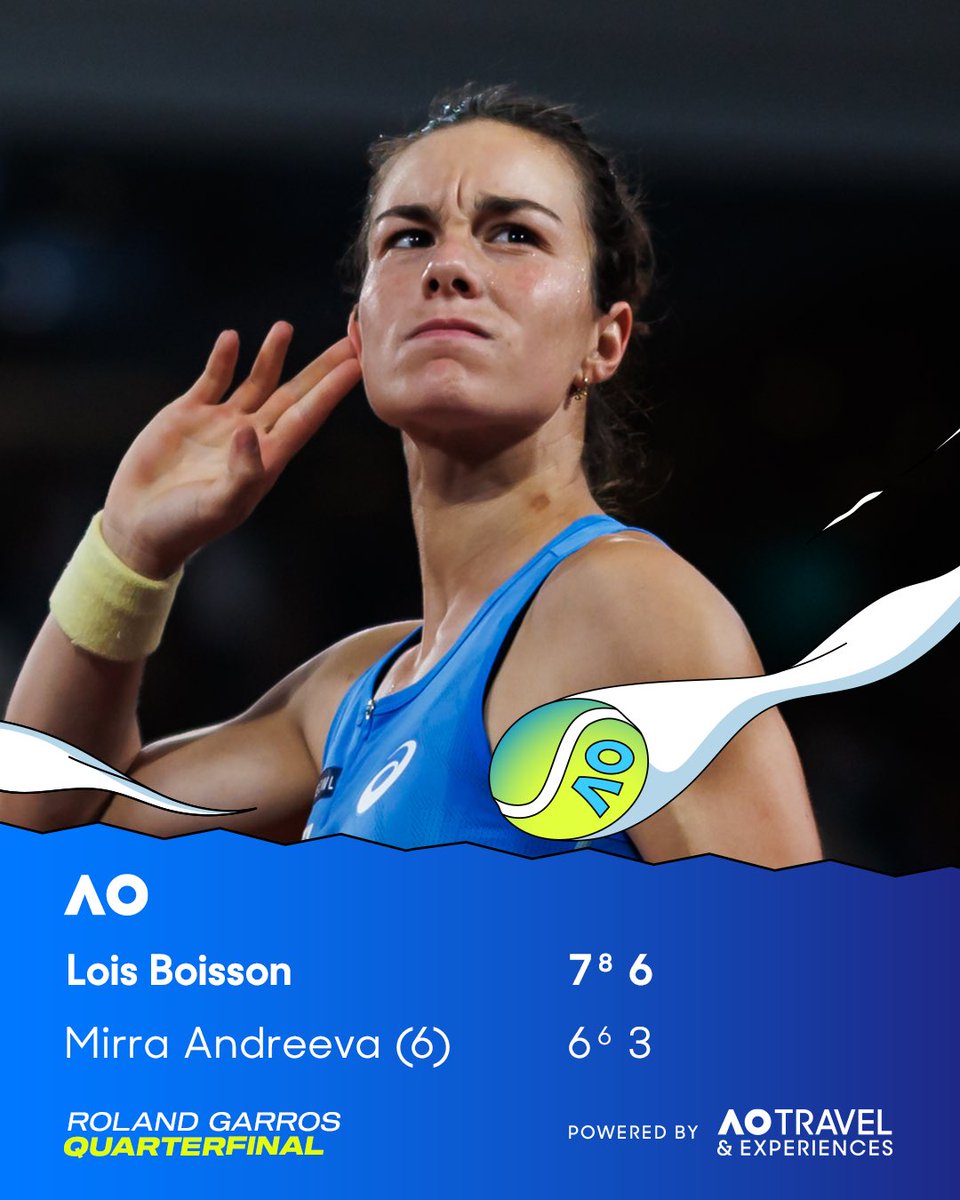 A French fairytale continues ✨
 
Lois Boisson is the first player in the Open era to reach the #RolandGarros women’s singles semifinals as a wildcard. 

Brilliant story, brilliant performance 🇫🇷