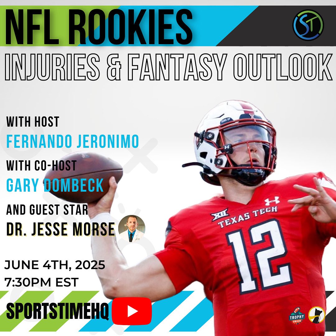 🚨LIVE Show🚨

🩺 We’re joined by Dr. Jesse Morse (<a href="/DrJesseMorse/">Jesse Morse, M.D.</a>) of The Fantasy Doctors to break down the medical outlooks of 2024’s injured rookie class and what it means for your dynasty and redraft teams.

📺 Watch live on YouTube!

youtube.com/live/WT4K15Ajj…

#FantasyFootball