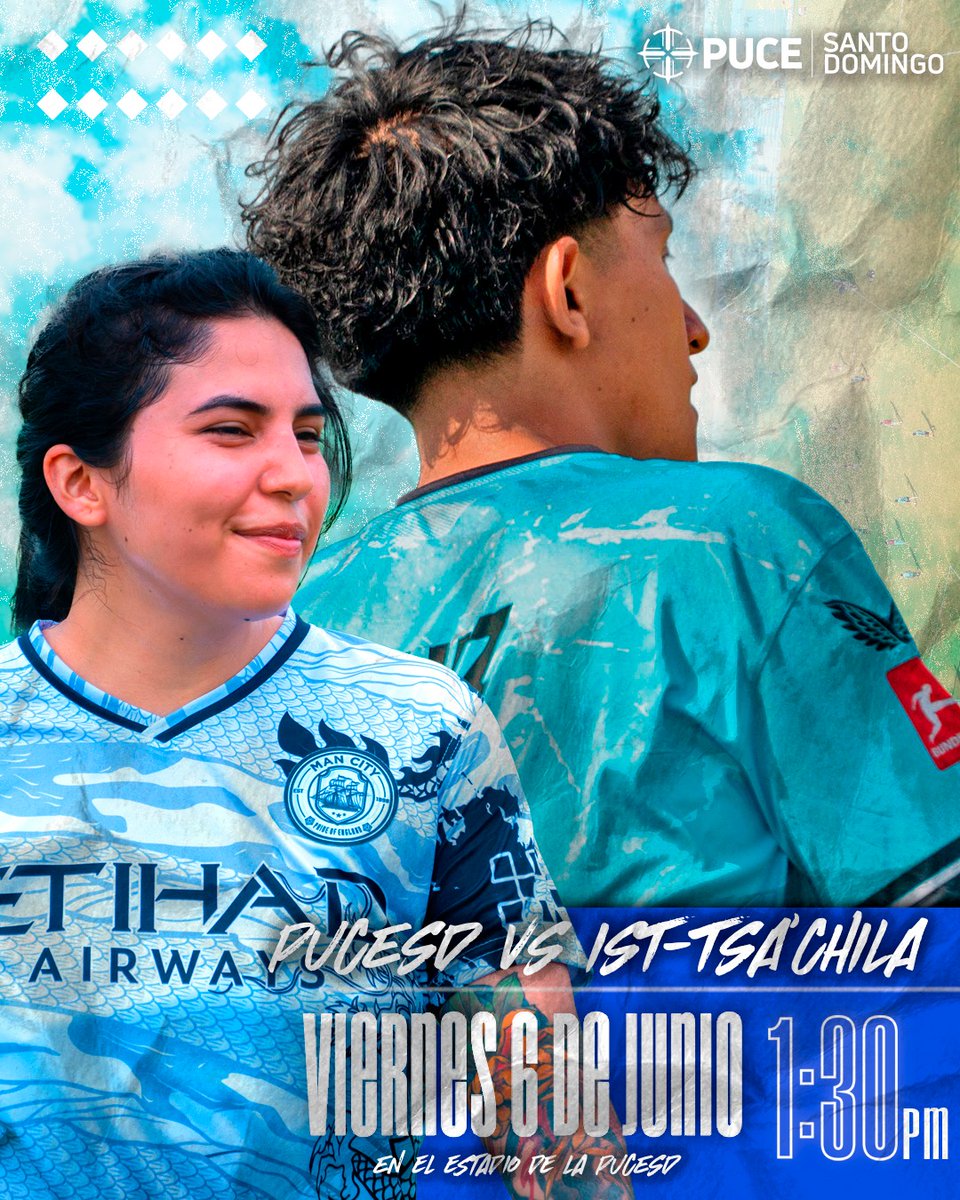 PUCE Santo Domingo (@puce_stodgo) on Twitter photo ⚽️ ¡Se viene un encuentro amistoso de lujo!
Este viernes 6 de junio nuestras selecciones de fútbol masculina y femenina se enfrentan al <a href="/IST_TSA_CHILA/">IST TSA' CHILA</a> 🟦🟥
🏟️ Estadio de la PUCESD
🕜 1:30 PM
¡No faltes! Ven a alentar a nuestros seleccionados 🏃♂️
#FútbolPUCESD ⚽️ ¡Se viene un encuentro amistoso de lujo!
Este viernes 6 de junio nuestras selecciones de fútbol masculina y femenina se enfrentan al <a href="/IST_TSA_CHILA/">IST TSA' CHILA</a> 🟦🟥
🏟️ Estadio de la PUCESD
🕜 1:30 PM
¡No faltes! Ven a alentar a nuestros seleccionados 🏃♂️
#FútbolPUCESD