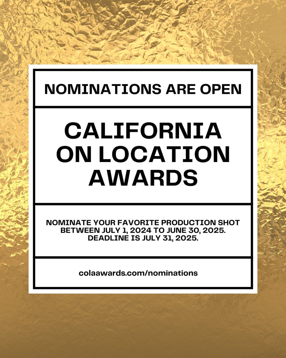 Nominations are officially open for the 30th California On Location Awards, celebrating location managers, scouts, and public employees for professional excellence while working on location.