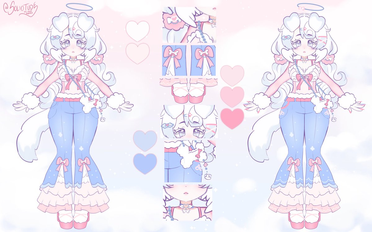 puffiipup's tweet photo. this is puff the pup!! ☁️🩵🐶

original design and alt outfit 🎀

original designer and artist (left): @/naphiria 
alternative outfit designer and artist (right): @soliotude_twt https://t.co/jf1PMLE9qi