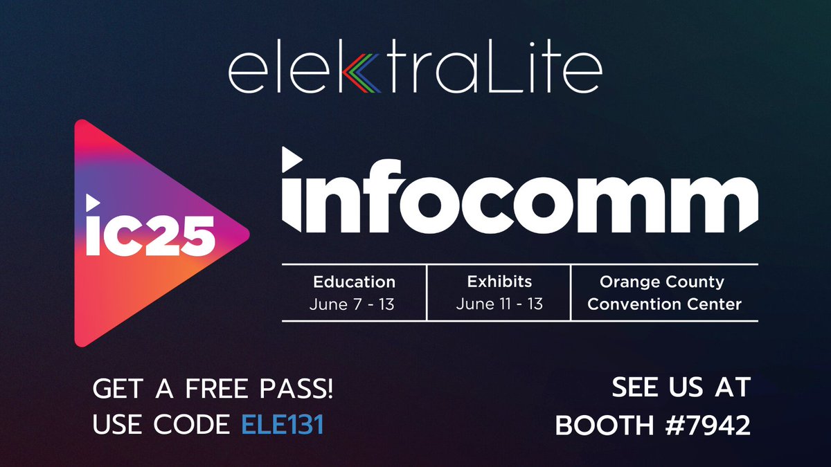 elektraliteled's tweet image. We are excited to be heading back to Orlando for #InfoComm2025! 🏝️ Experience our latest lighting innovations, including some new additions coming soon to the Mini and Aero product lines. Register for free with code ELE131: ow.ly/V9ej50W4uOz

#myelektraLite #LEDfixtures