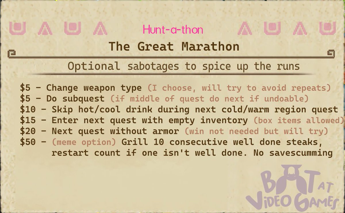 Specifics, Flavor Text and Sabotages viewers can do
Looking forward to this