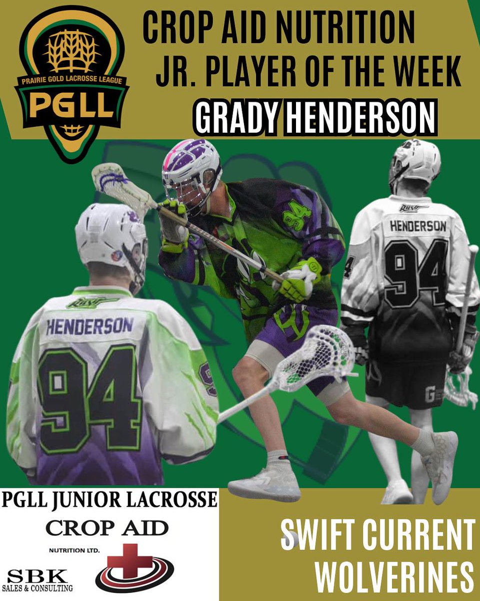 Congratulations to the #PGLL Week 6 @Crop_Aid Player of the Week Grady Henderson from Swift Current Wolverines 
sasklacrosse.net/team/11486/527…