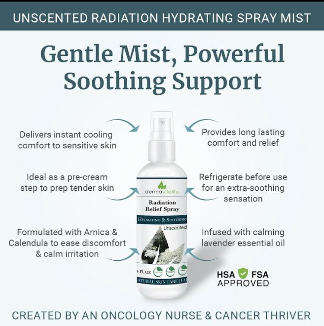 Soothing Support Radiation Relief Hydrating Spray. dermavitality.com #CancerCare
