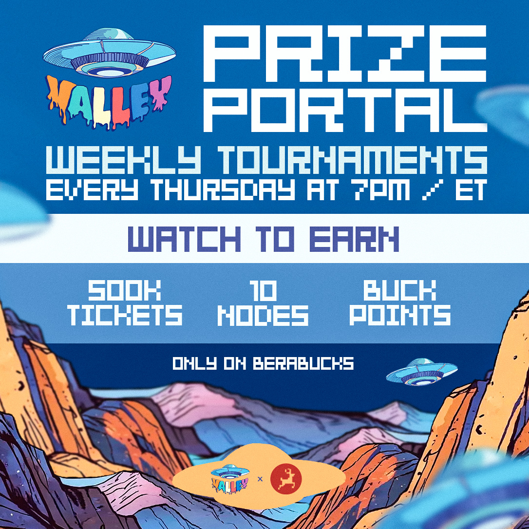 Valley - Web3 Arcade Cabinets (@valleyecosystem) on Twitter photo 🎥 Watch Party this Thursday @ 7PM EST 🕖
We’re teaming up with <a href="/BeraBucks/">BeraBucks 🐻⛓️</a> for another night of gaming, hype & Bucks 🦌💸
💥 New quests drop during the stream
🎯 Complete ‘em while they're live
🎟️ Earn those tickets
Set your reminders and sign-up for BeraBucks before the 🎥 Watch Party this Thursday @ 7PM EST 🕖
We’re teaming up with <a href="/BeraBucks/">BeraBucks 🐻⛓️</a> for another night of gaming, hype & Bucks 🦌💸
💥 New quests drop during the stream
🎯 Complete ‘em while they're live
🎟️ Earn those tickets
Set your reminders and sign-up for BeraBucks before the