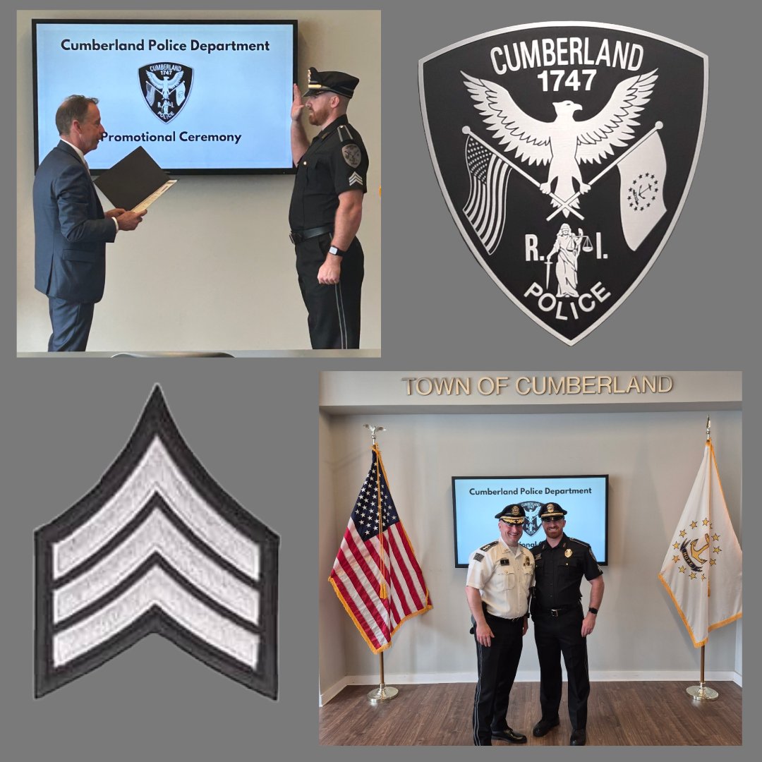 Cumberland RI Police (@cumberlandri_pd) on Twitter photo πPromotionπ
We are pleased to announce and congratulate Ofc. Jason Gormley, who was promoted to the rank of Sergeant.
Sgt. Gormley was sworn in by Mayor Jeffrey Mutter earlier today, Wednesday, June 4th.
Sgt. Gormley has been assigned to 3rd shift Patrol.
<a href="/CumberlandMayor/">Mayor Jeff Mutter</a> πPromotionπ
We are pleased to announce and congratulate Ofc. Jason Gormley, who was promoted to the rank of Sergeant.
Sgt. Gormley was sworn in by Mayor Jeffrey Mutter earlier today, Wednesday, June 4th.
Sgt. Gormley has been assigned to 3rd shift Patrol.
<a href="/CumberlandMayor/">Mayor Jeff Mutter</a>