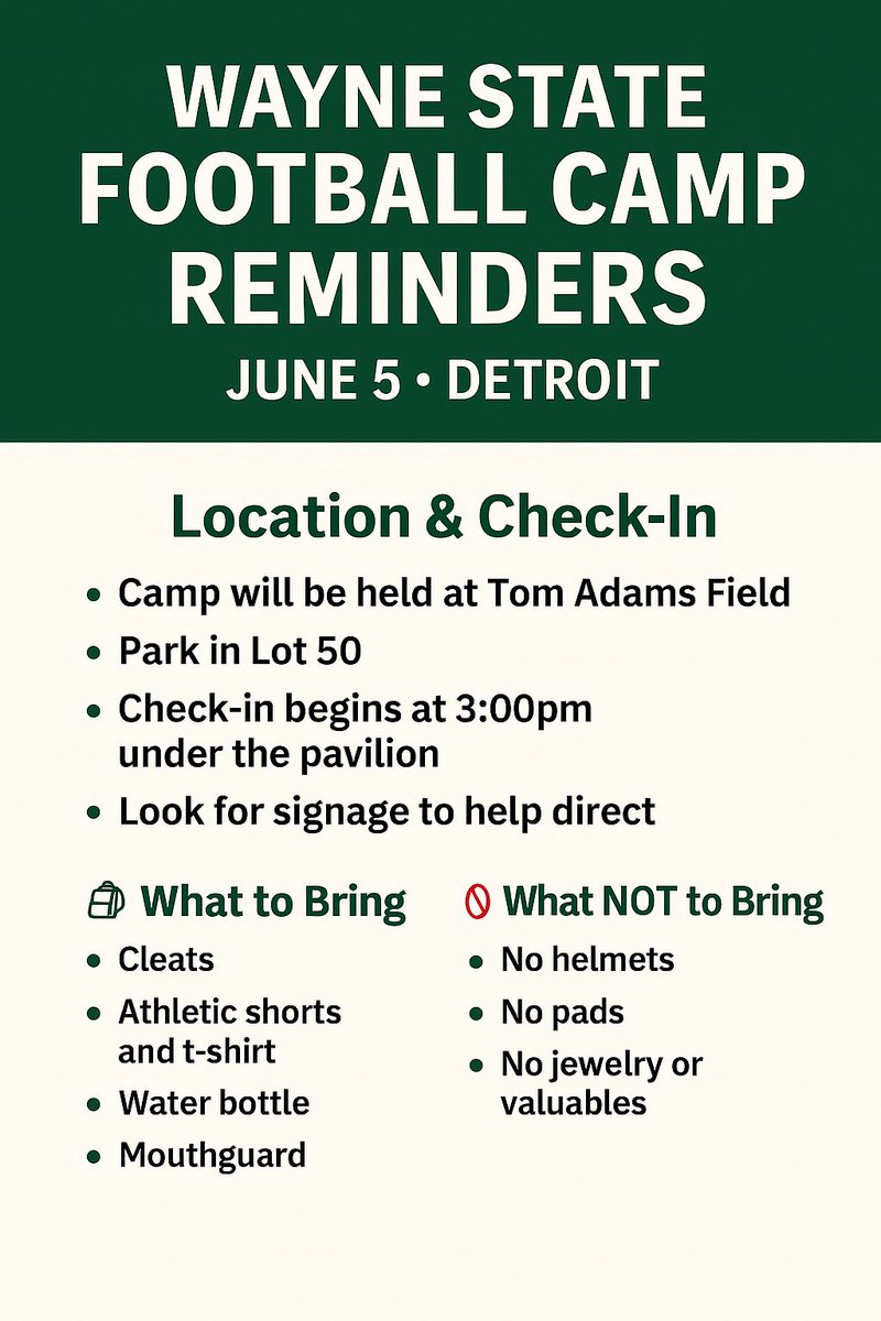 What you need to know for Thursdays camp!!