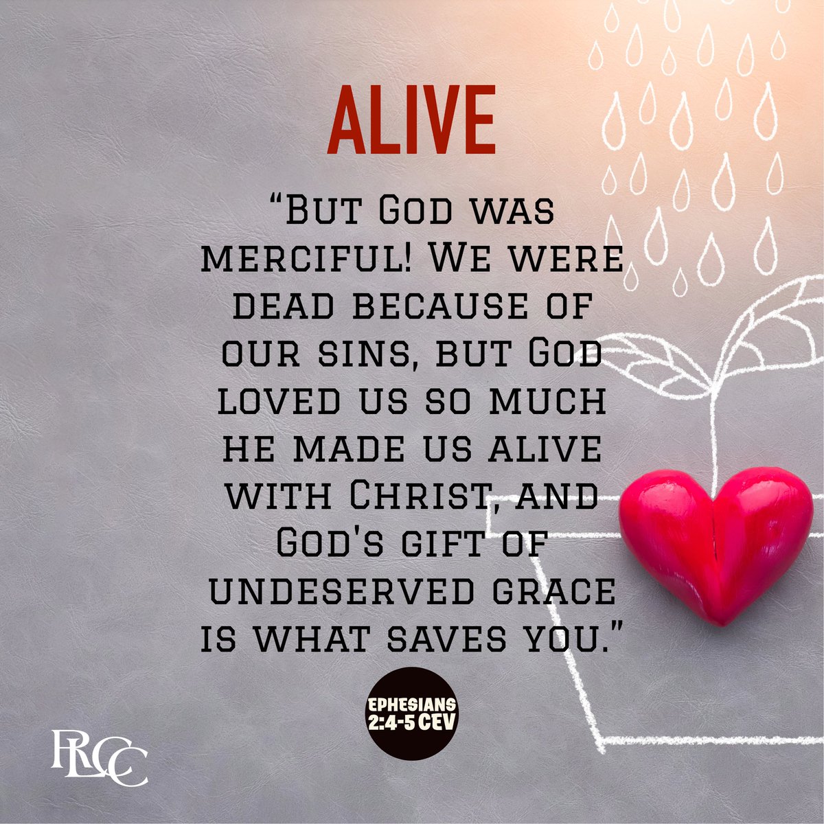 RLCCNanuet's tweet photo. Alive
"But God was merciful! We were dead because of our sins, but God loved us so much he made us alive with Christ, and God's gift of undeserved grace is what saves you." ~ Ephesians 2:4-5 (CEV)

#VOTD #GRACE #RLCCNanuet #WisdomWednesday https://t.co/LQw0X2YIM5
