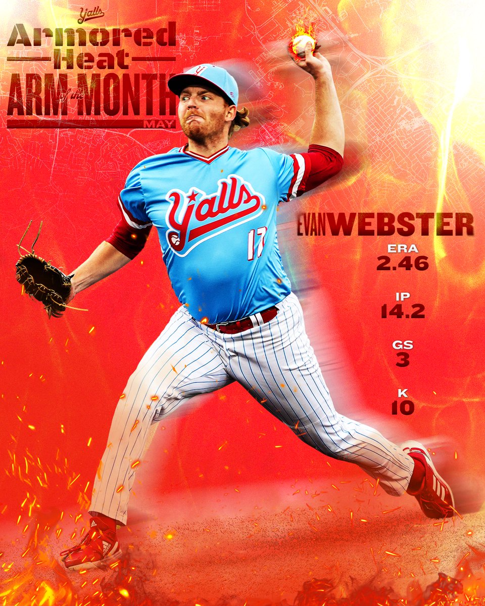 Florence Y’alls (@florence_yalls) on Twitter photo Evan Webster has had a hot start to the 2025 season 🔥
With his 2.46 ERA, Webster was chosen as Y’alls <a href="/ArmoredHeat/">Armored Heat</a> Arm of the Month of May!
#YallsToTheWall Evan Webster has had a hot start to the 2025 season 🔥
With his 2.46 ERA, Webster was chosen as Y’alls <a href="/ArmoredHeat/">Armored Heat</a> Arm of the Month of May!
#YallsToTheWall