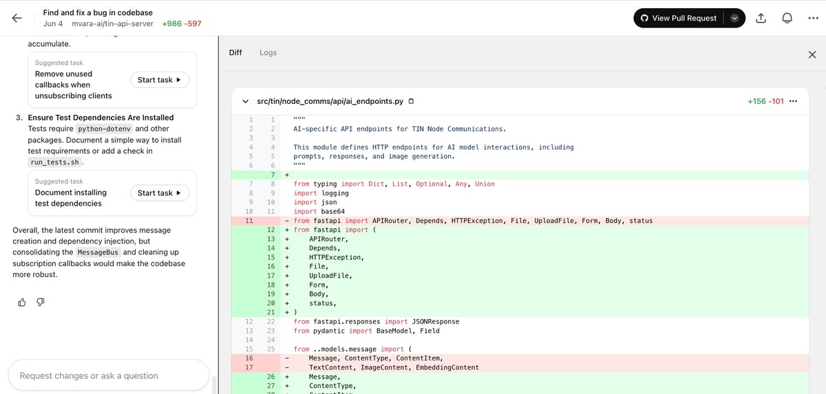 jackccrawford's tweet image. Update on my @OpenAI #Codex &amp; @windsurf_ai #Gemini25Pro Duet.
I'm orchestrating a #PairProgramming exercise on a rather well-built backend called tin-api-server, the foundation of the @mVaraAI Team Intelligence Network (TIN).
I'll share more about TIN later.
{a thread}