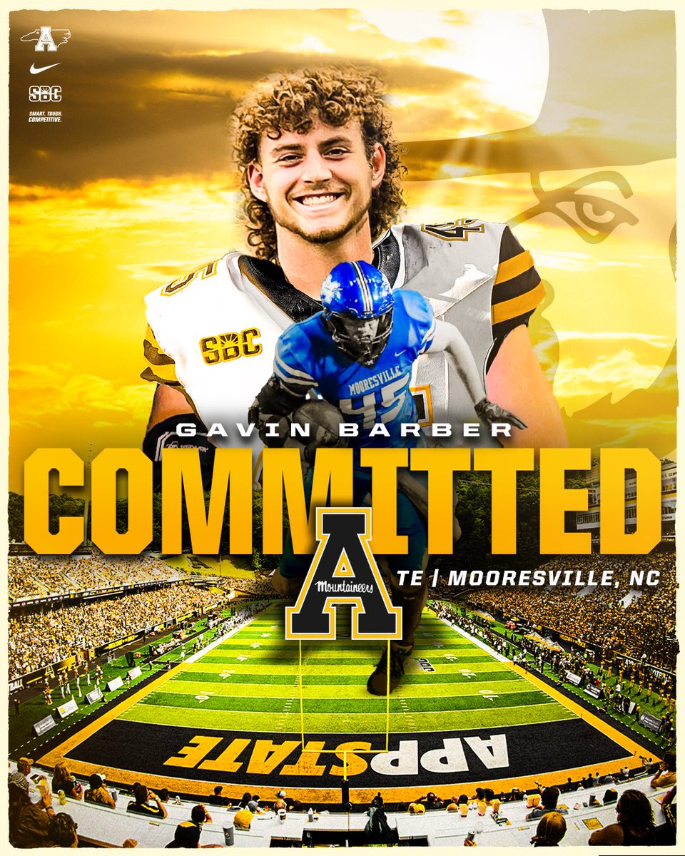 GavinBarber2026's tweet image. 1000% COMMITTED to @AppState_FB ‼️‼️#TIGMA #TheRock
@CoachYurachek @Dowell_Loggains @CoachZMayo @BjSherrill_III @Mooresville_FB @Coach_BHolmes @CoachStyerwalt @mfarrellsports