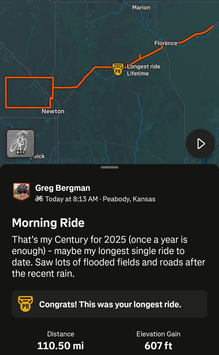 gregpbergman's tweet photo. 110.5 miles! https://t.co/jBeMiIO47c